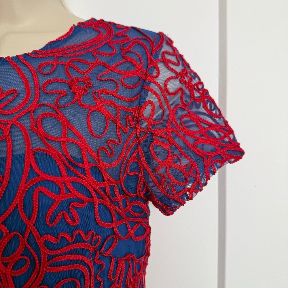 NWT - JS Collections - Soutache Sheath Knee Length Dress - Poppy Navy - Picture 5 of 16